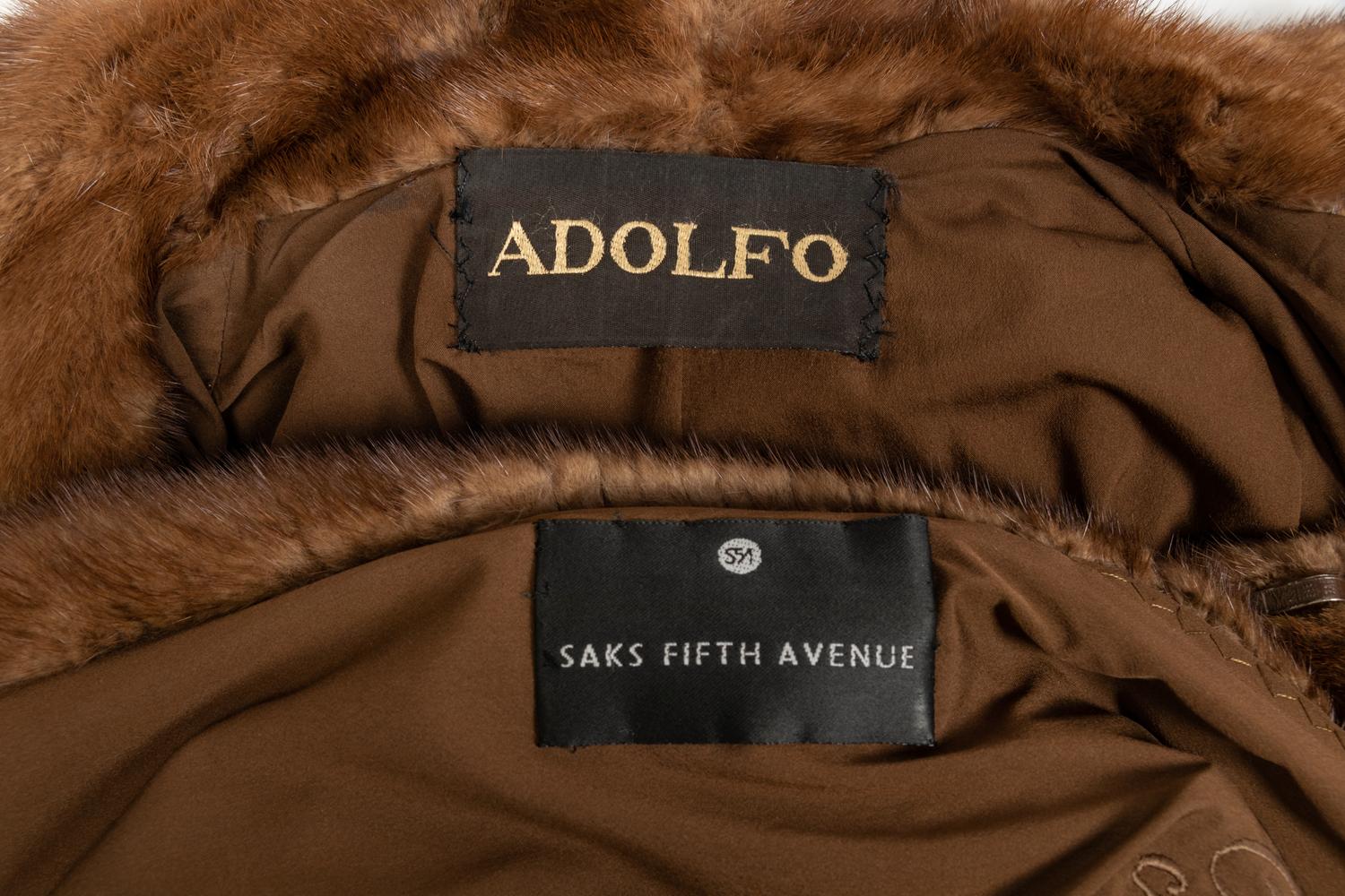 Adolfo Demi Buff Mink Stroller Coat with Cape Collar, 1990s