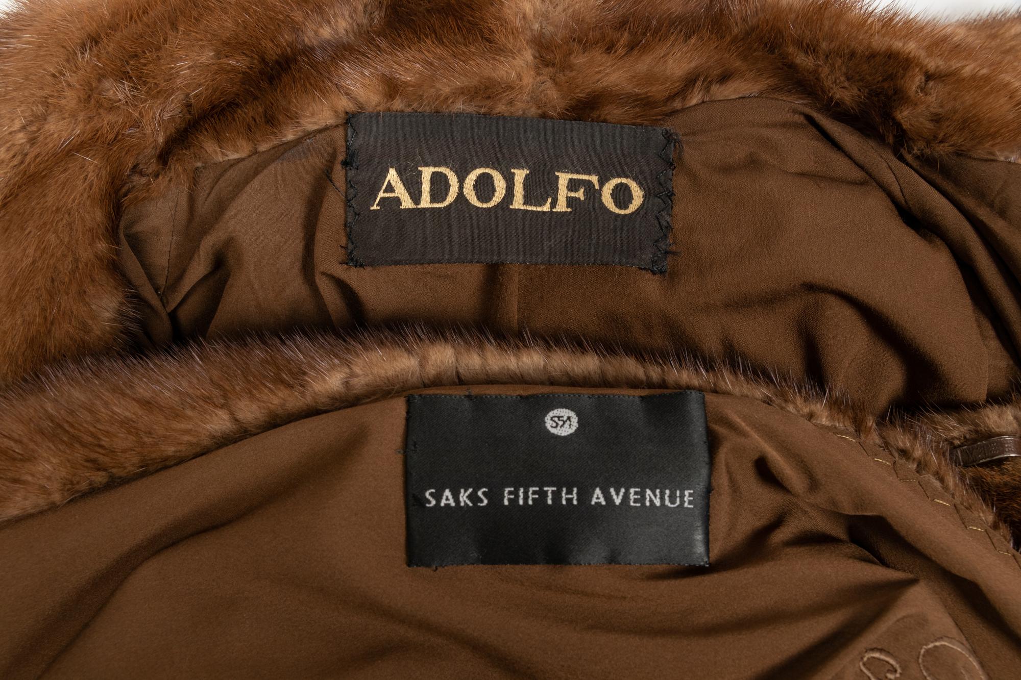 Adolfo Demi Buff Mink Stroller Coat with Cape Collar, 1990s