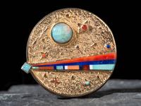 14K Gold Inlaid Celestial Pendant