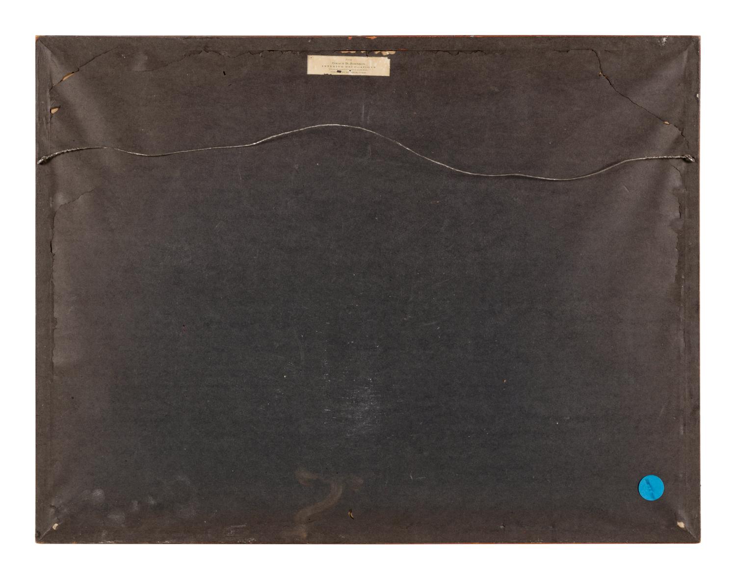 An Embroidered Silk Panel with Latin Script