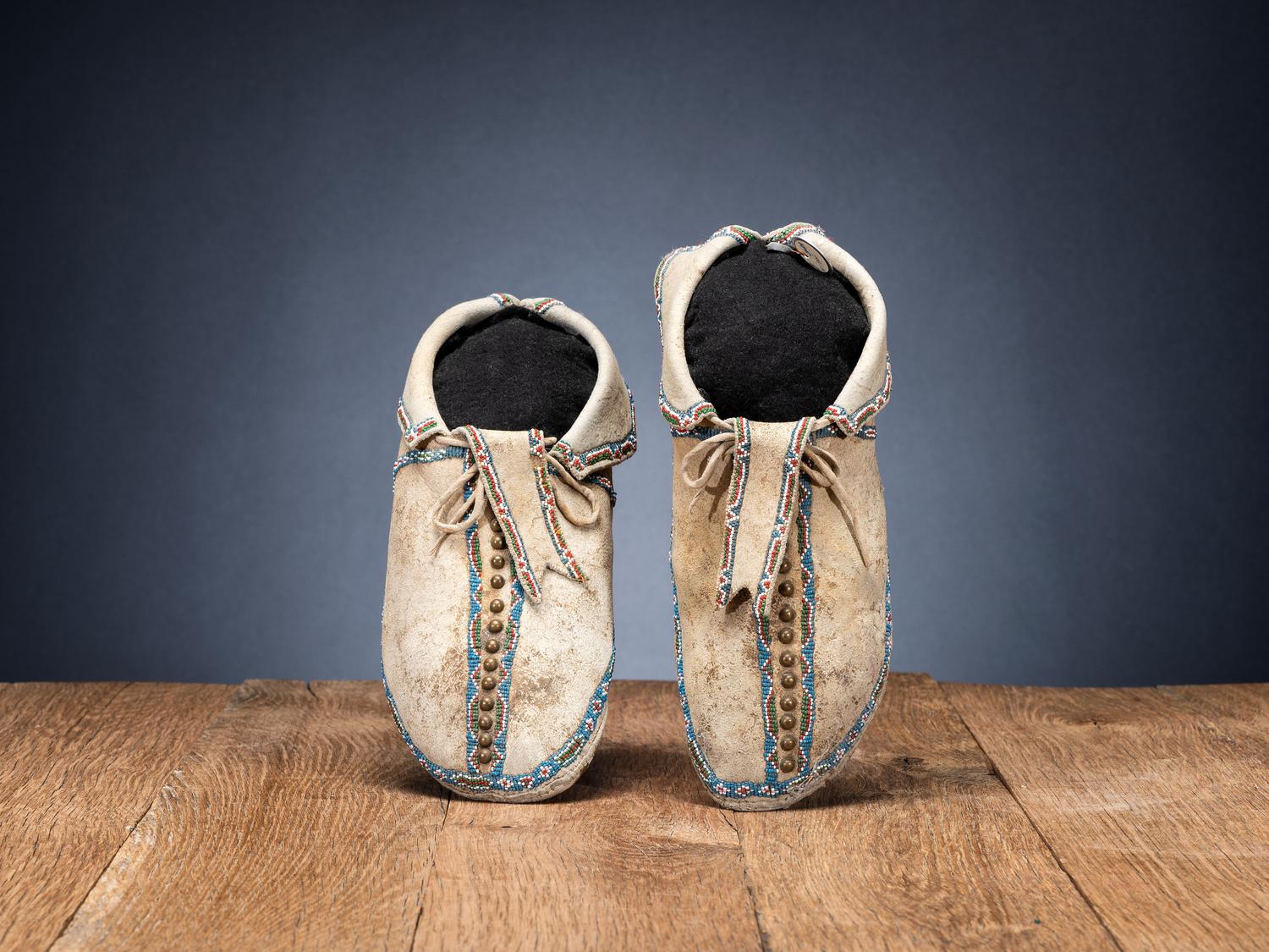 Comanche Beaded Hide Moccasins