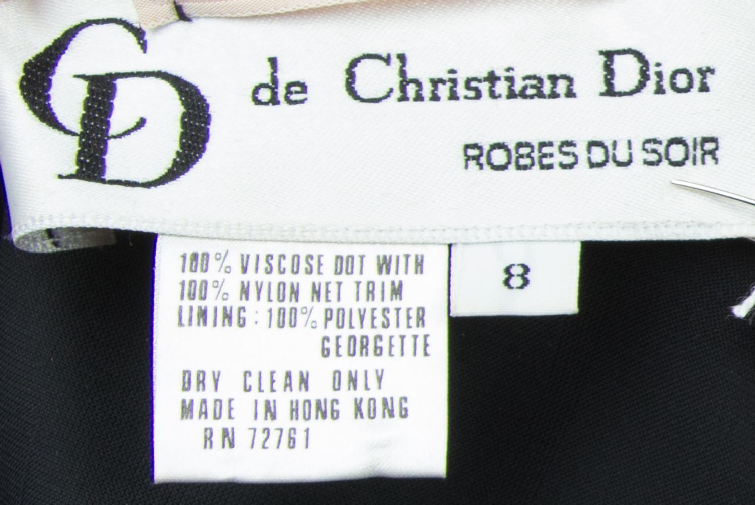 A Christian Dior Black Swiss Dot Cocktail Dress, Size 8.