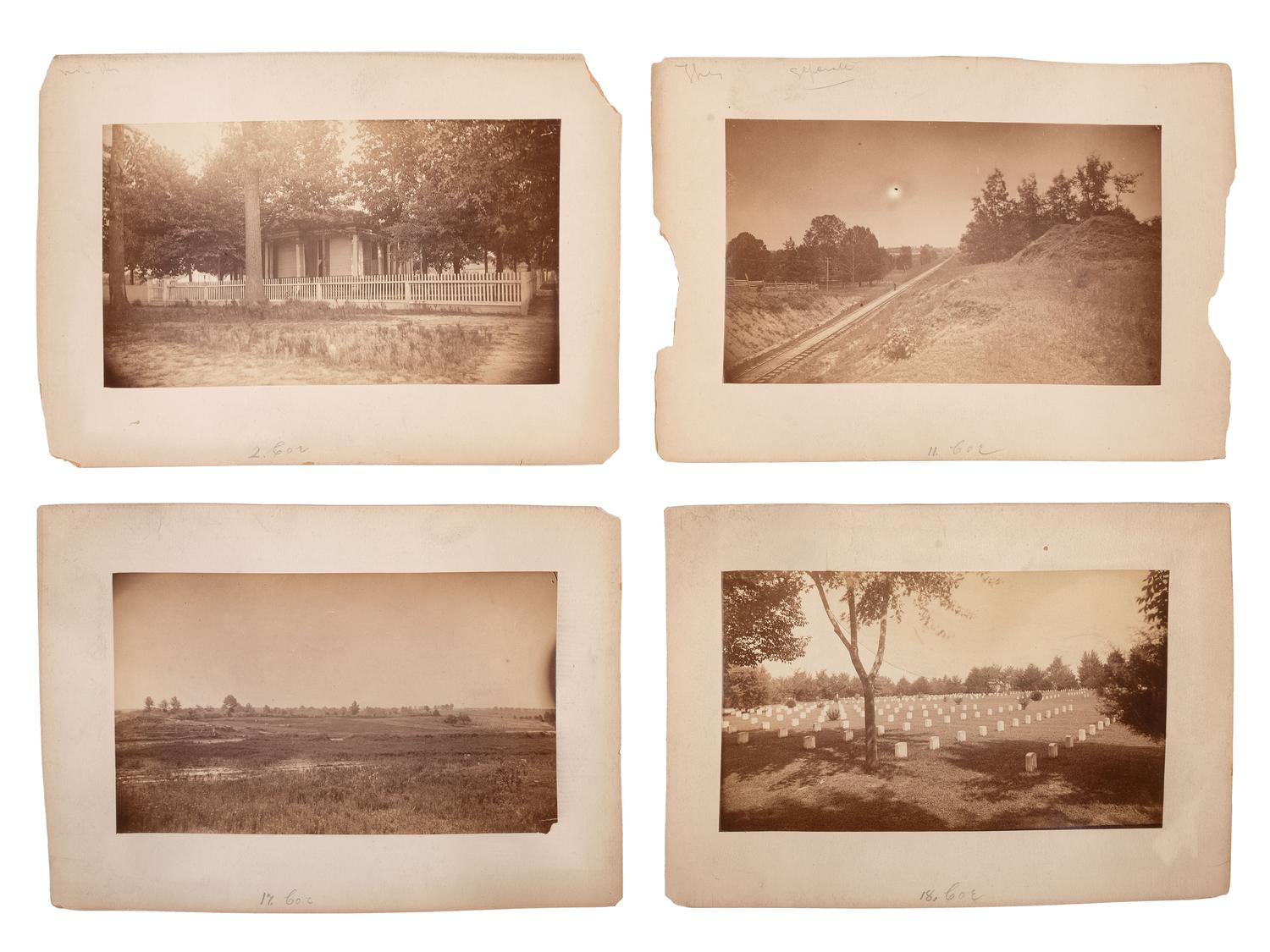 [CIVIL WAR]. 19 albumen photographs of various Civil War battlefields, particularly Chickamauga. Ca 1880s.