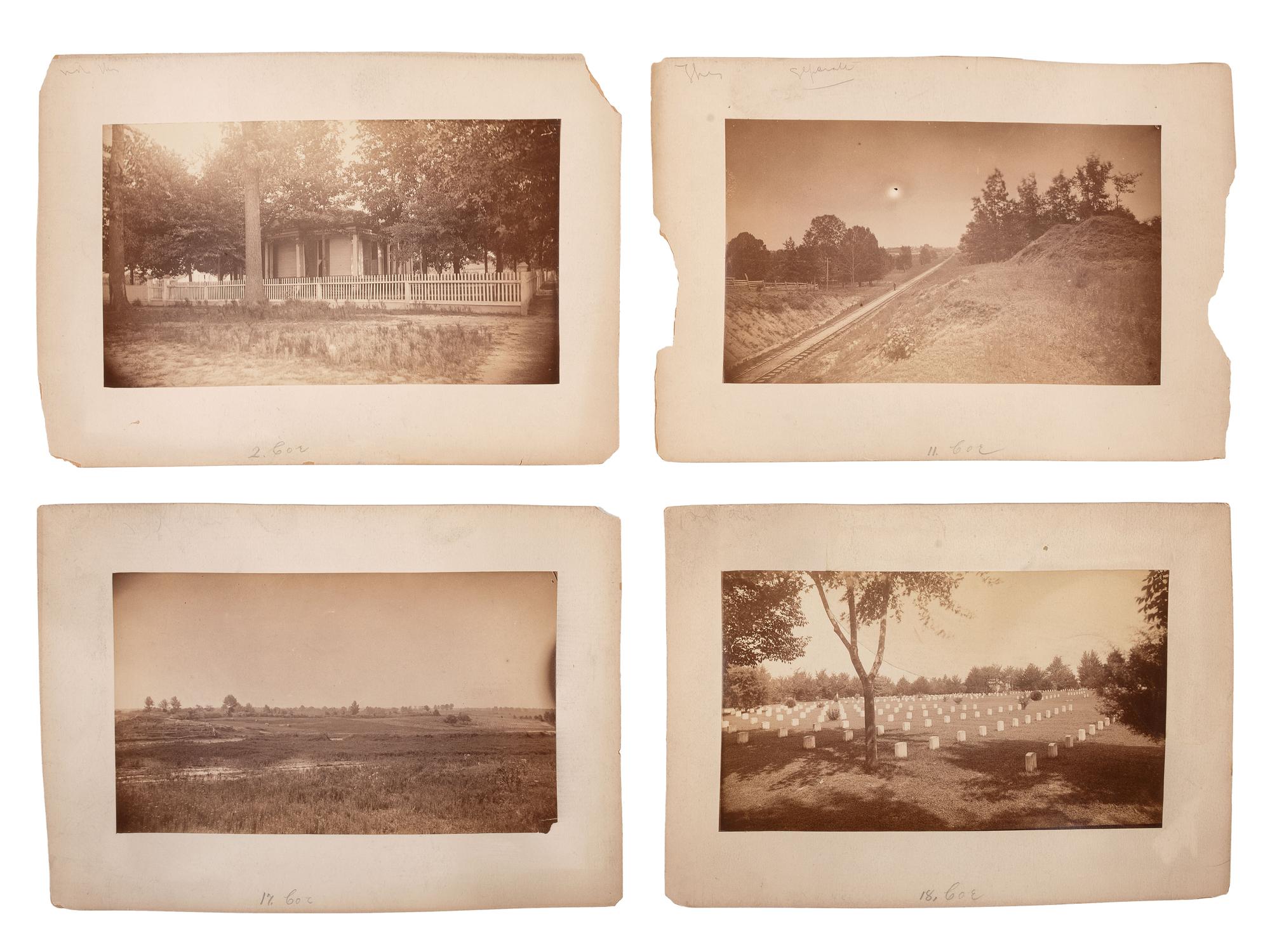 [CIVIL WAR]. 19 albumen photographs of various Civil War battlefields, particularly Chickamauga. Ca 1880s.