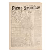 [Chicago Fire]. A group of 8 maps of Chicago, most showing the burnt district, comprising: