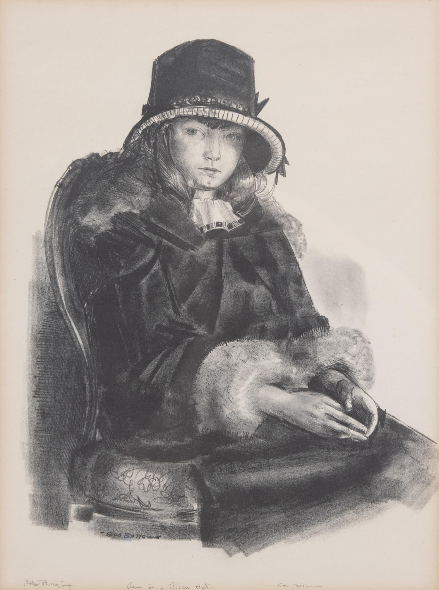 George Bellows, (American, 1882-1925), Anne in a Black Hat, 1923-4