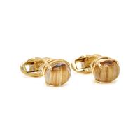 YELLOW GOLD AND CAT'S EYE RUTILATED QUARTZ CUFFLINKS
