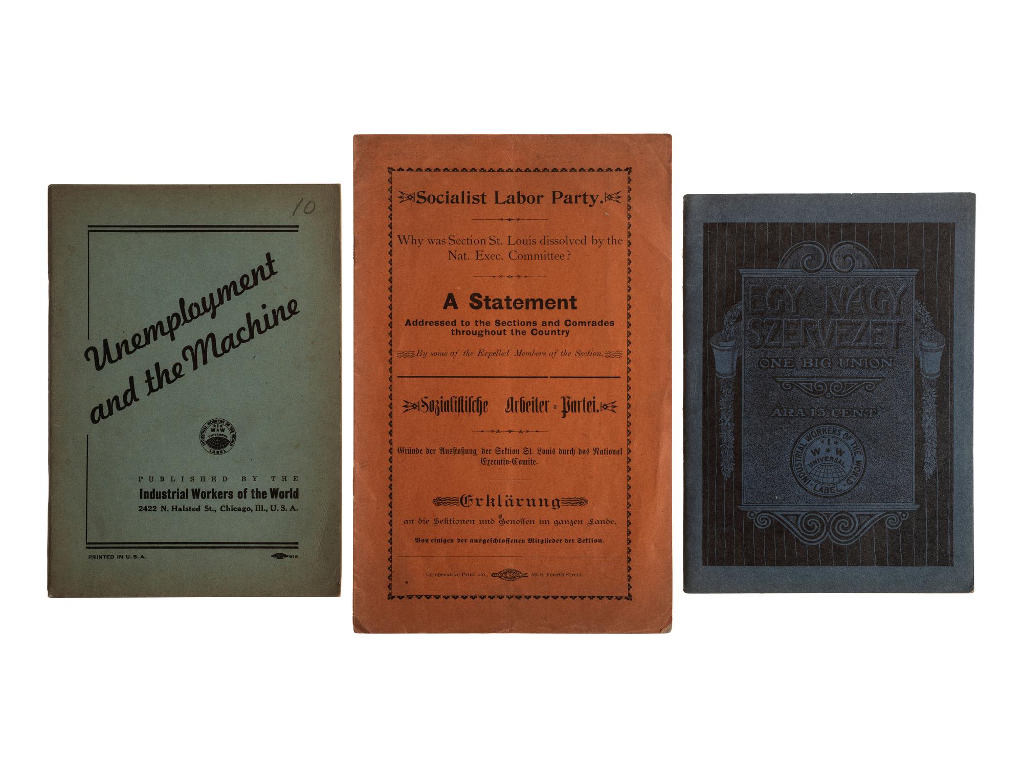 [LABOR]. A group of ephemera and pamphlets related to the labor movements of the late 19th and early 20th centuries, including an autograph letter signed by Annie LePorte DIGGS.