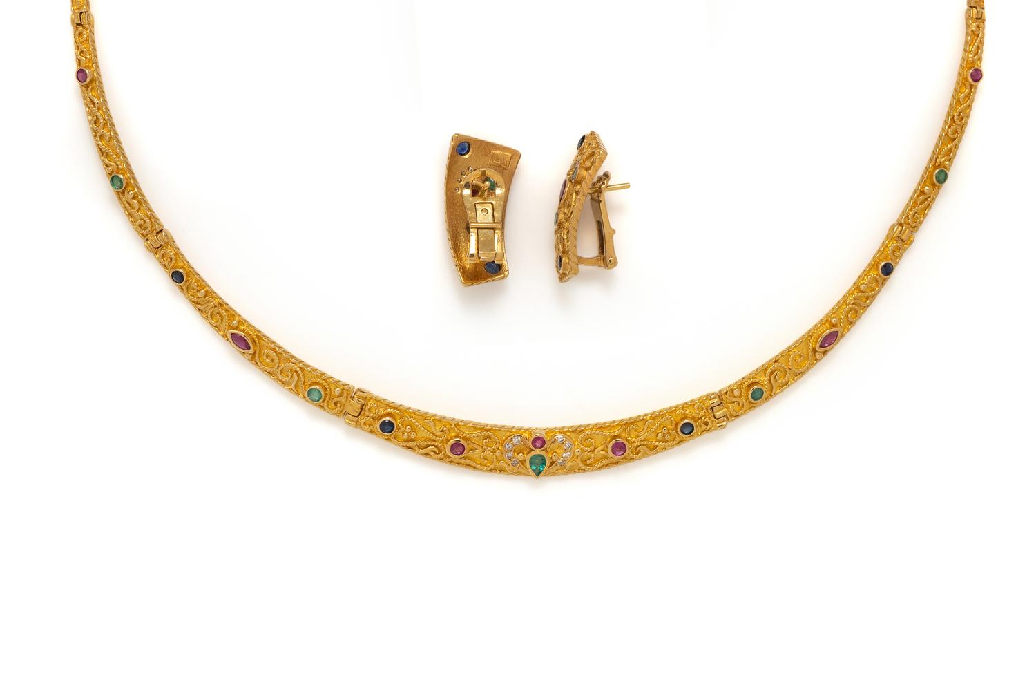 YELLOW GOLD, DIAMOND AND MULTIGEM SET
