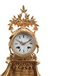 A Large Rococo Style Gilt Bronze and Porcelain Mantel Clock