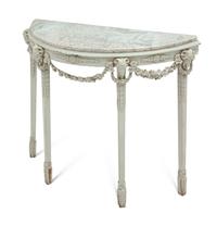 A Louis XVI Style Grey-Painted Marble-Top Console Table