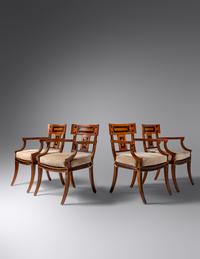 Set of Four Klismos Arm Chairs Baker, USA