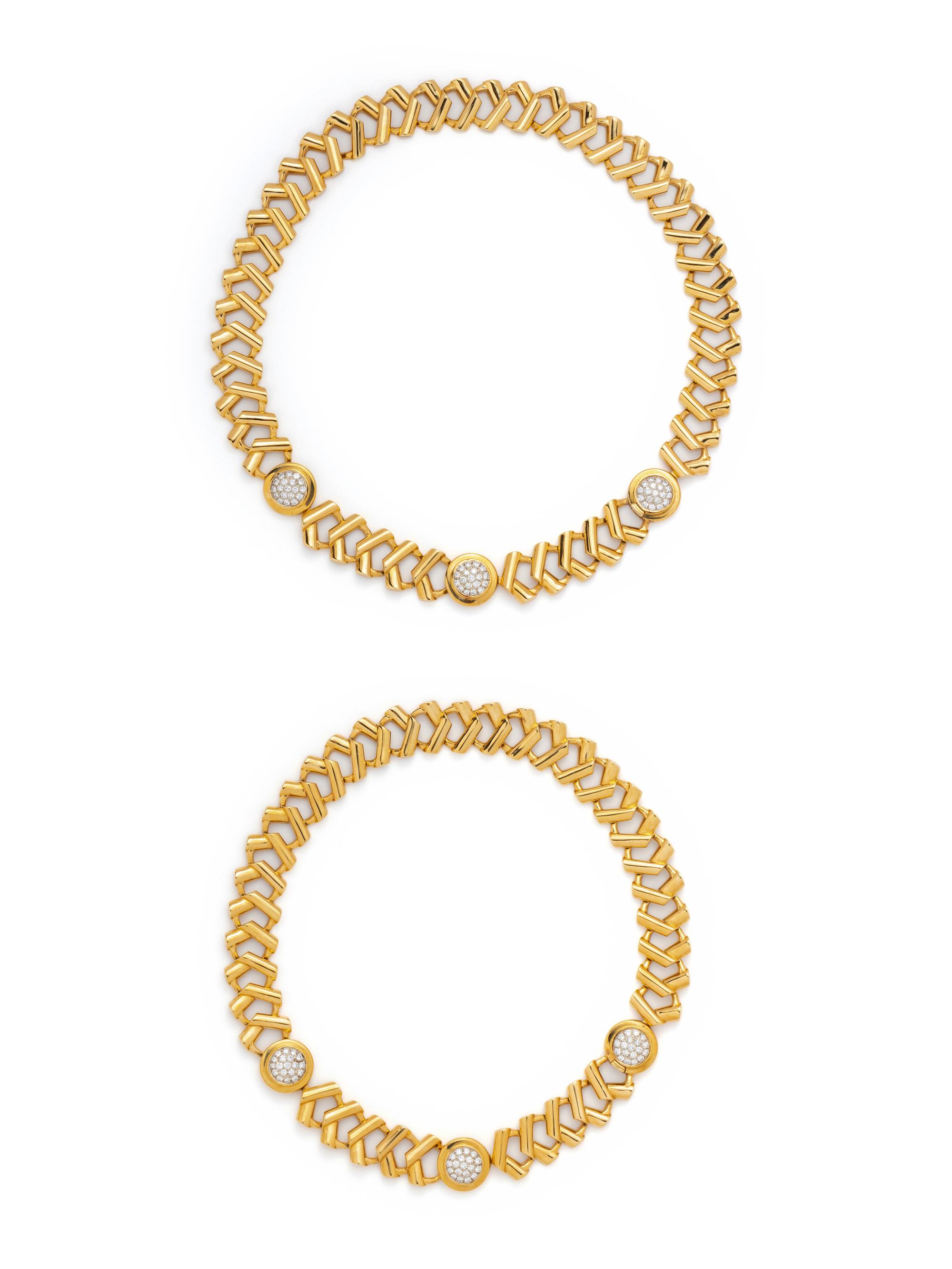 SUSAN BERMAN, CONVERTIBLE YELLOW GOLD AND DIAMOND NECKLACE
