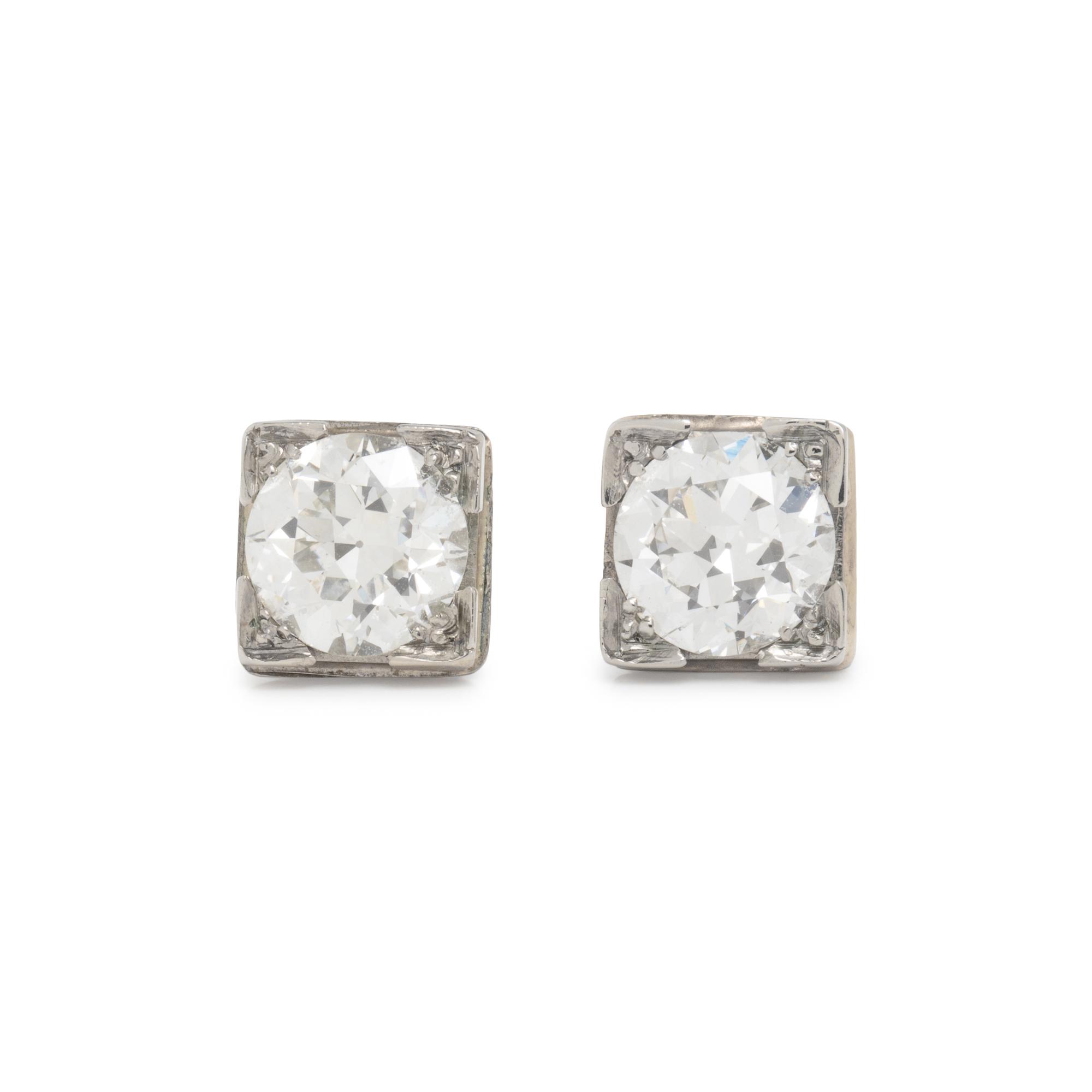 ANTIQUE, DIAMOND STUD EARRINGS
