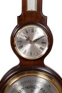 An Admiral Fitzroy Mahogany Barometer and a Modern English Mahogany Clock with Barometer