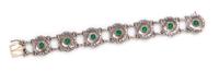 A Sterling Silver and Dyed Green Onyx Bracelet, Georg Jensen, 21.65 dwts.