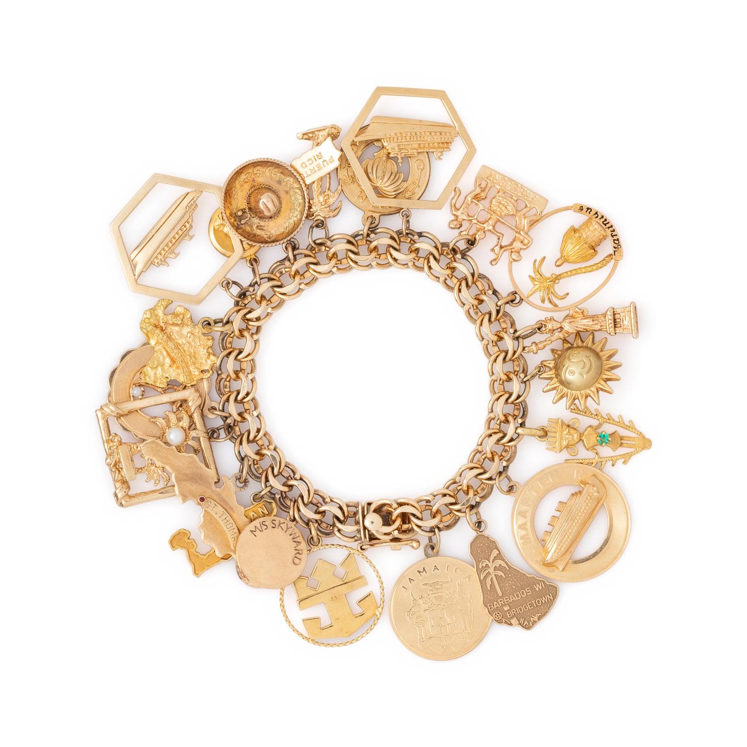YELLOW GOLD CHARM BRACELET