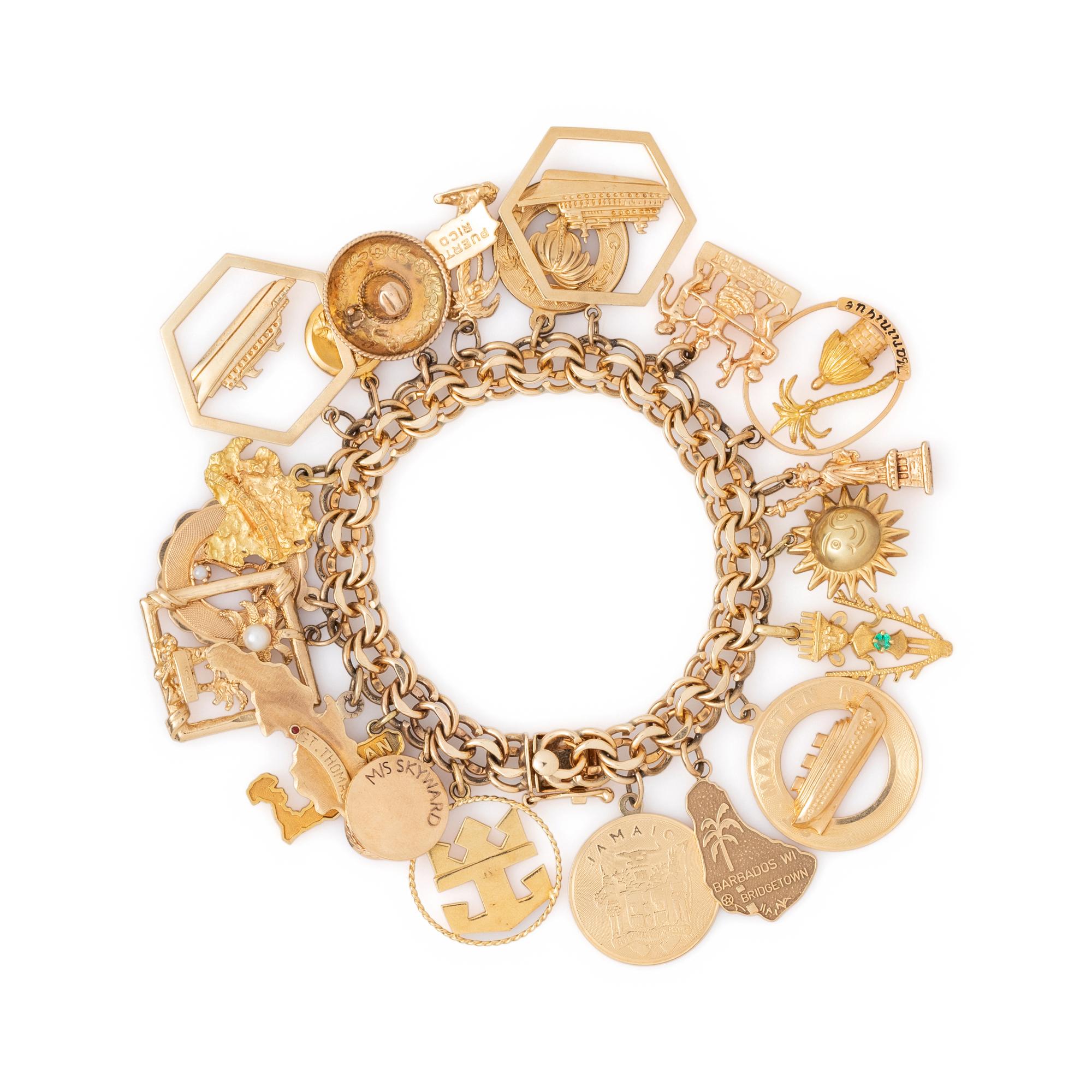 YELLOW GOLD CHARM BRACELET