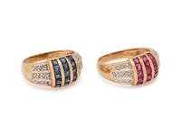 GEMSTONE AND DIAMOND RING SET