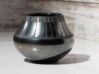 Blackware Pottery Jar, with Repeating Feathers 1943-1956