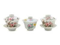 Three Chinese Famille Rose Porcelain Teacups