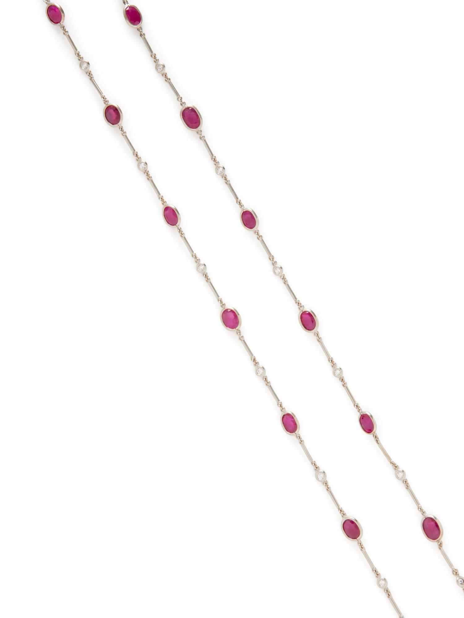 RUBY AND DIAMOND LONG CHAIN NECKLACE