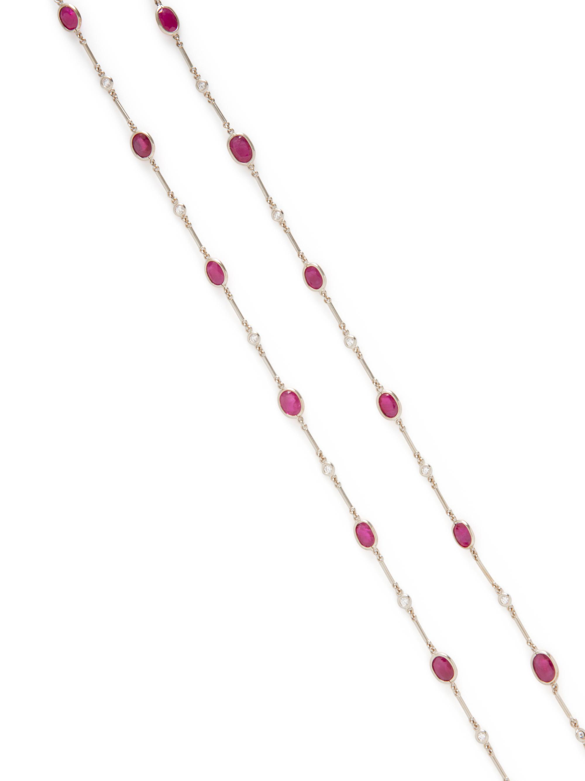 RUBY AND DIAMOND LONG CHAIN NECKLACE