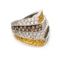 An 18 Karat White Gold, Diamond and Colored Diamond Ring, 9.60 dwts.