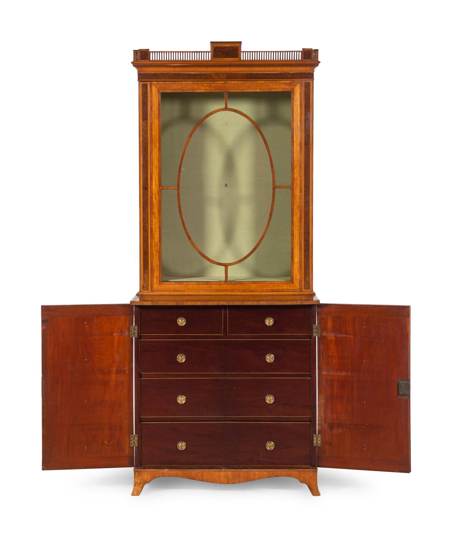 A George III Satinwood Vitrine Cabinet