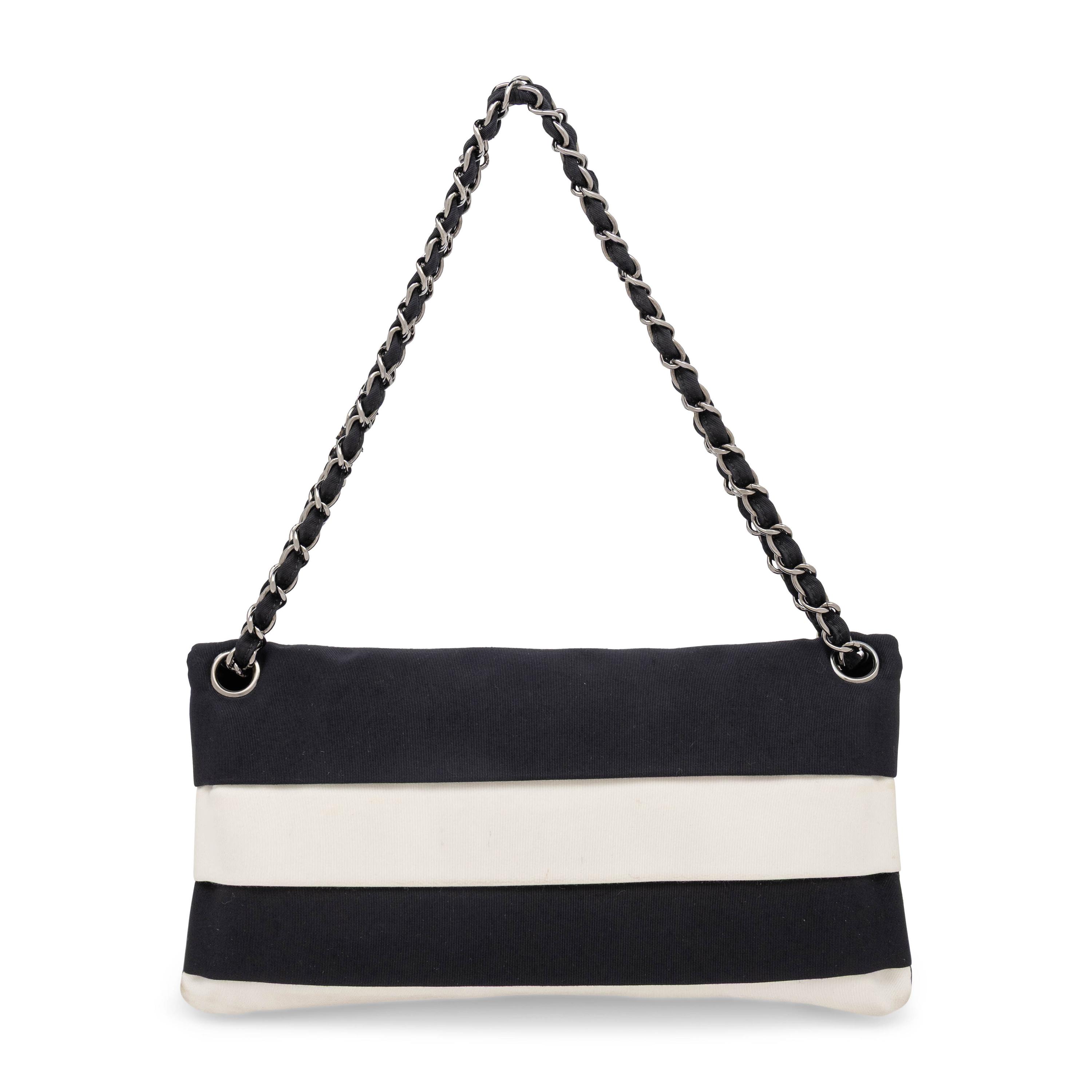 Chanel, Flap Bag in Black & White Faille
