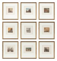 A Group of Nine Cityscape Etchings