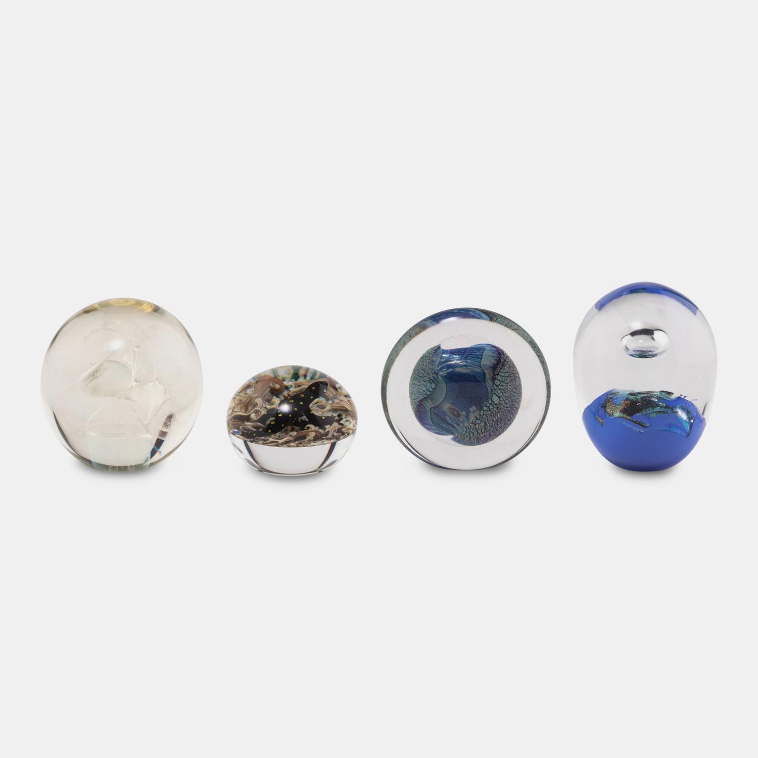 Paperweight together with Three Artists Unknown Paperweights