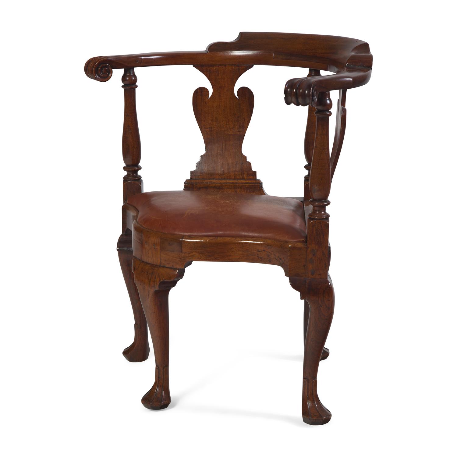A Queen Anne Walnut Corner Chair