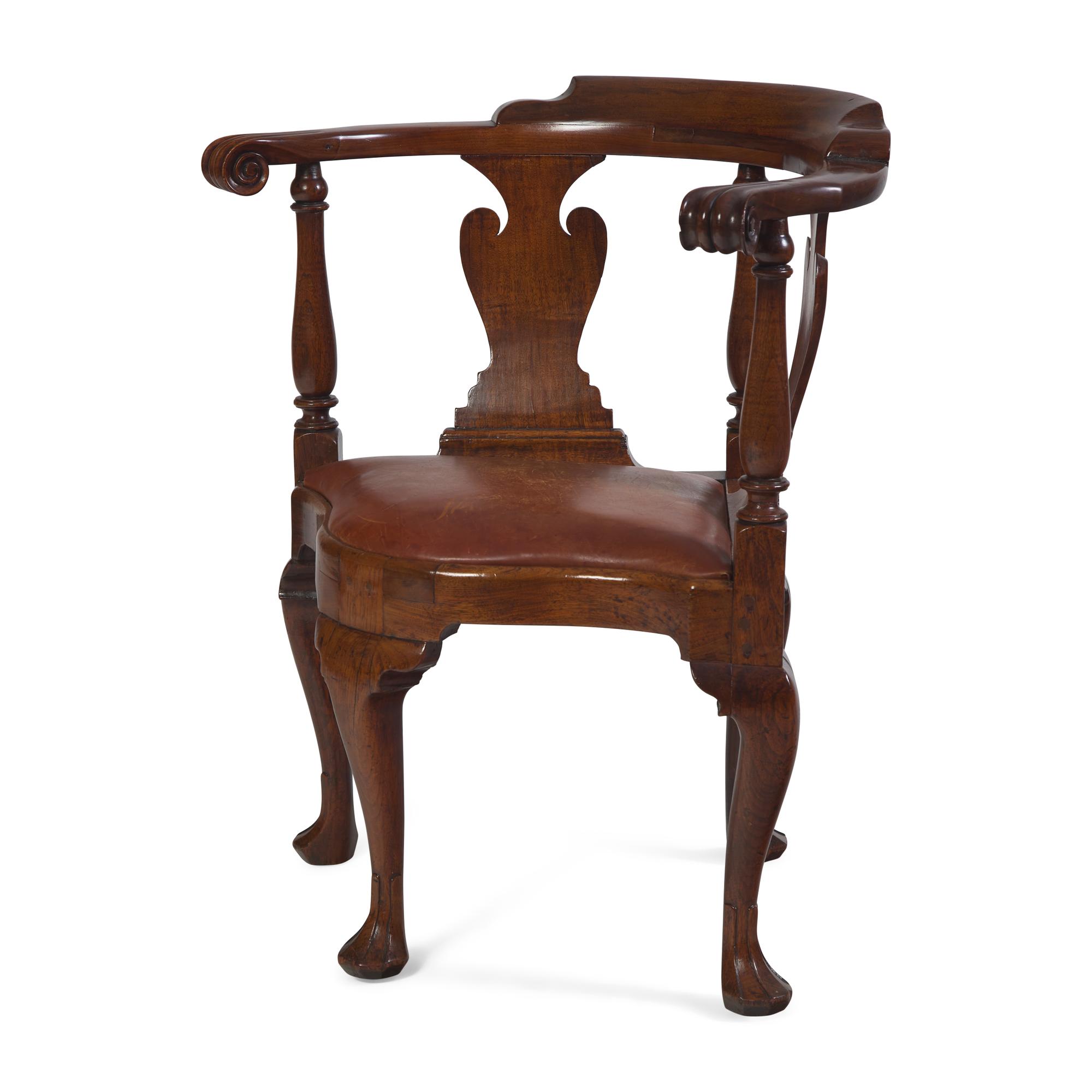 A Queen Anne Walnut Corner Chair