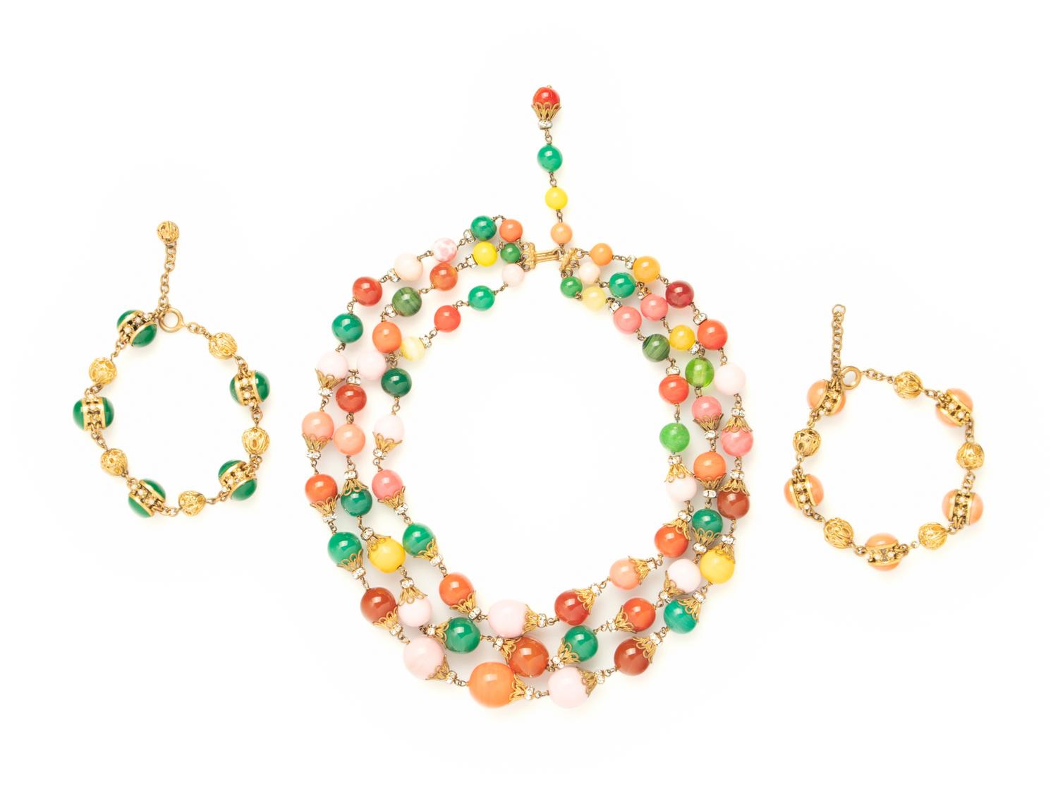 Chanel Necklace and Two Bracelets, Attributed to Robert Goossens, c. 1954-74