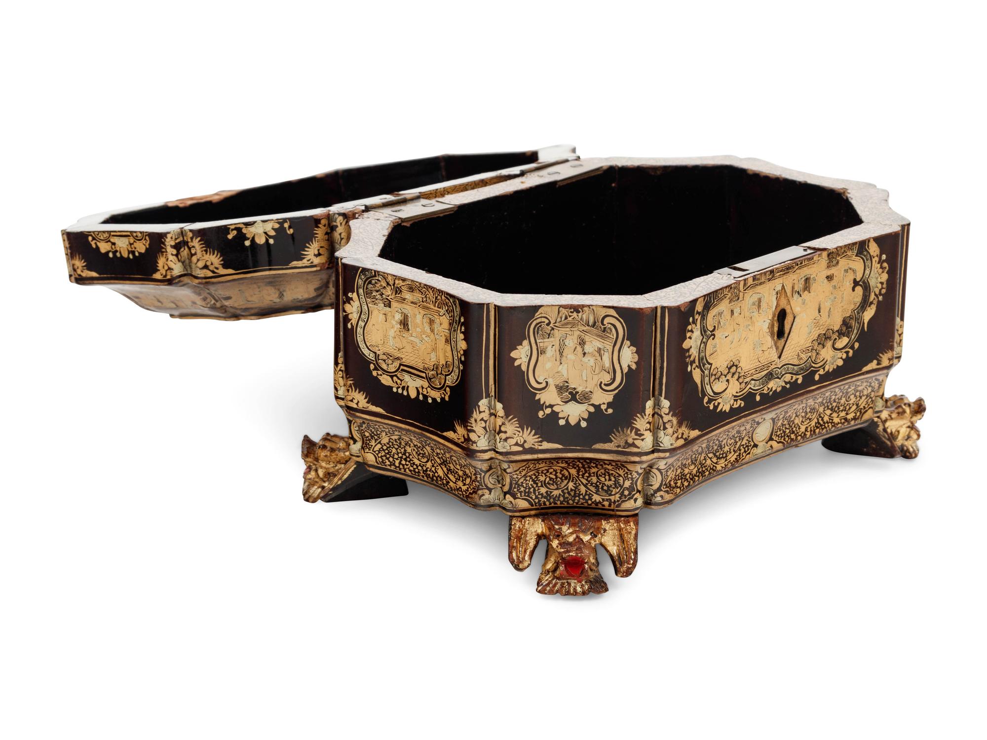 A Chinese Export Lacquered Work Box