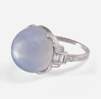 A Platinum, Diamond, and Star Sapphire Ring