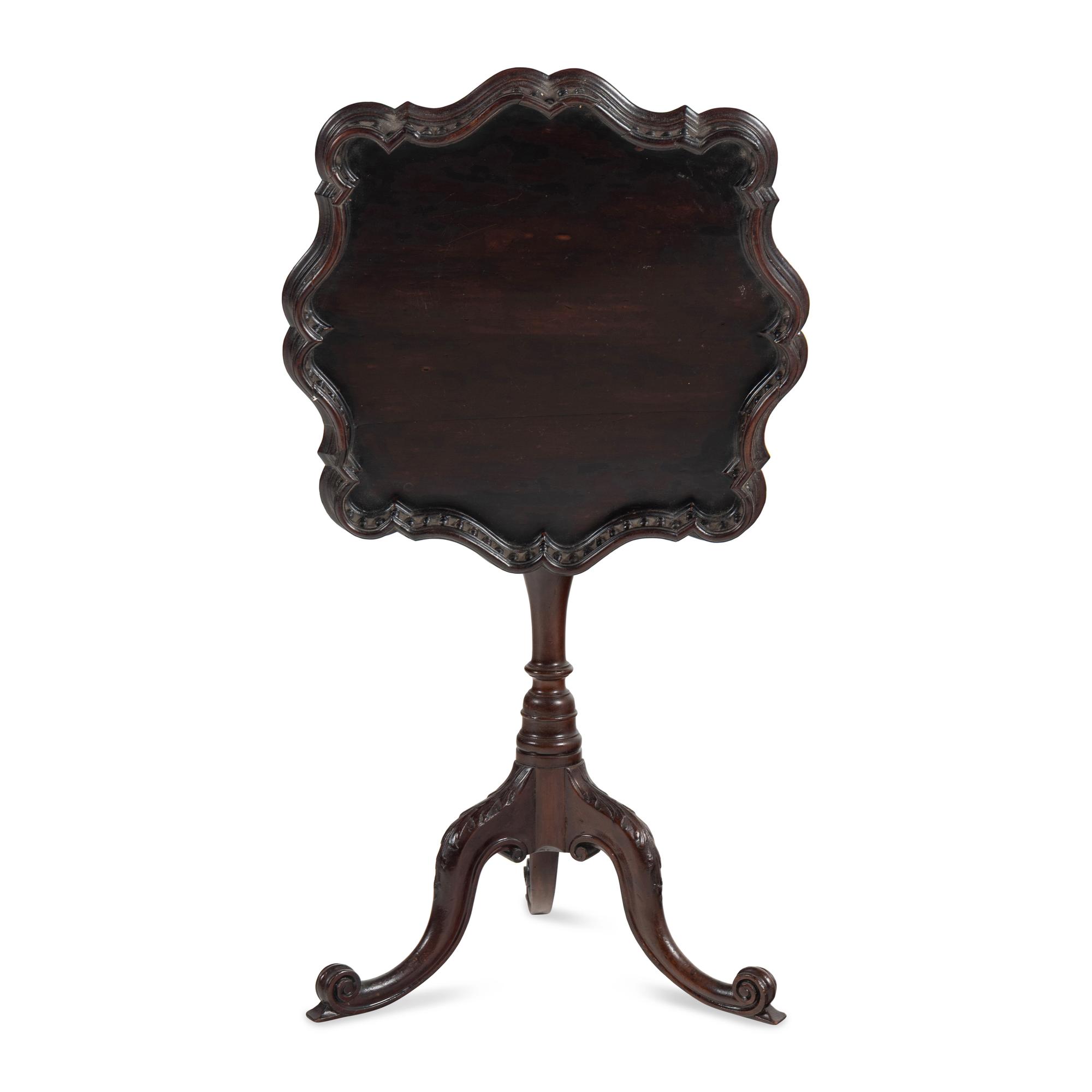 A George III Style Mahogany Gallery-Top Tea Table
