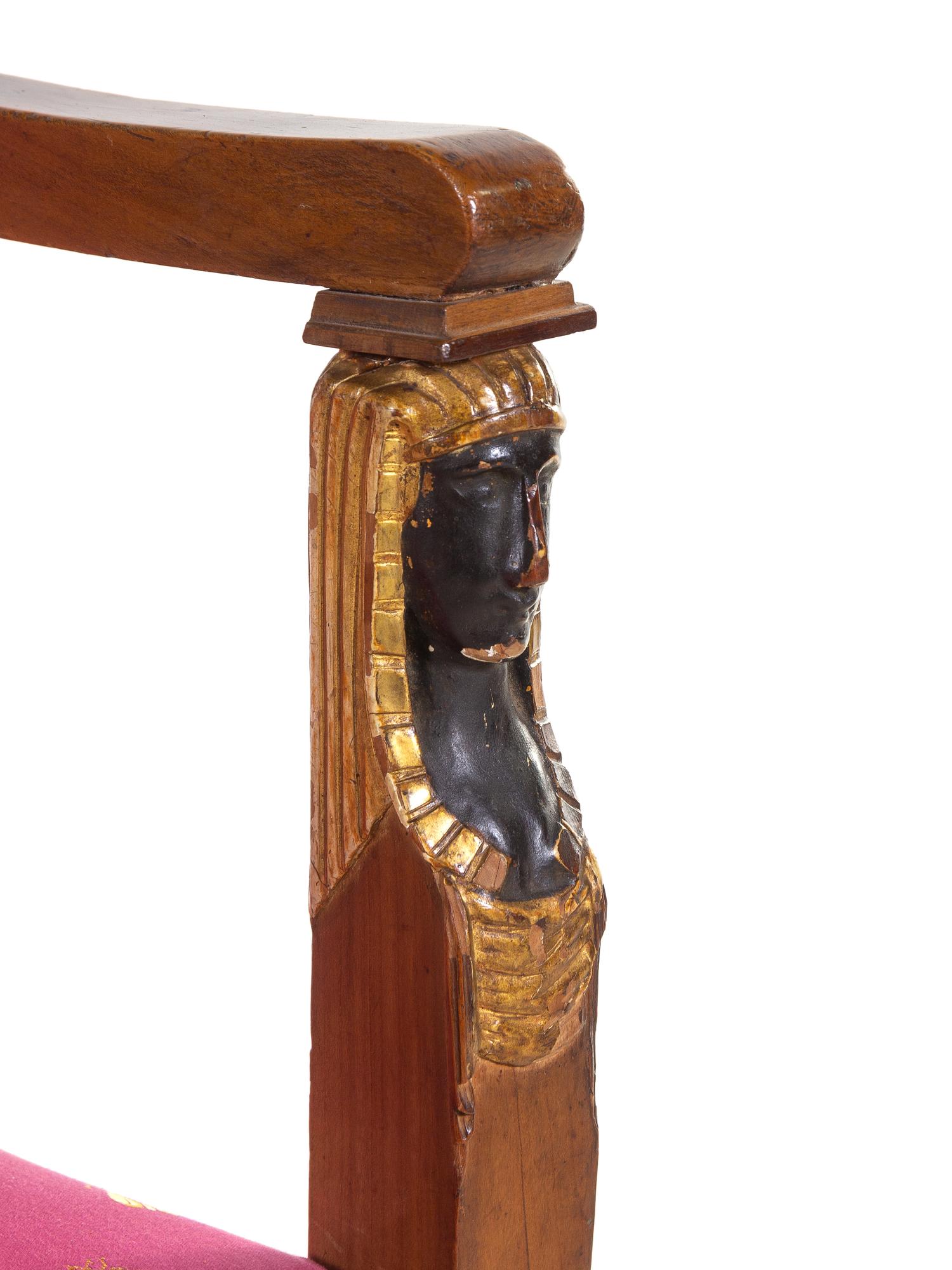An Empire Style Parcel-Gilt Fauteuil