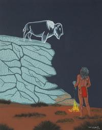 Five Works: Elk Hunt, Boy's Vision, Indian Artist , Buffalo Brawl and Cry of the Wolf
