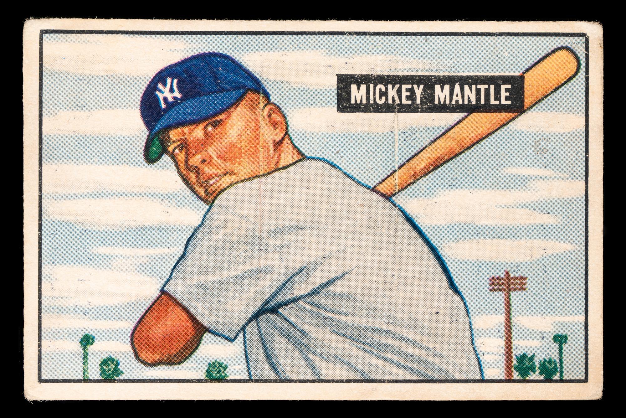 A 1951 Bowman Mickey Mantle Rookie Baseball Card No. 253 (SGC 2 GOOD)
