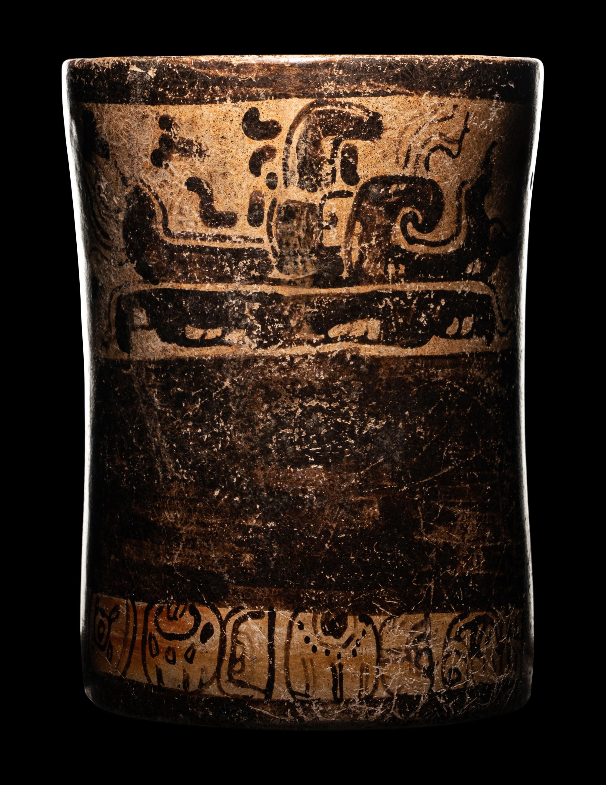 A Maya Polychrome Cylinder Vessel