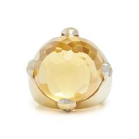 YELLOW GOLD, CITRINE AND DIAMOND RING
