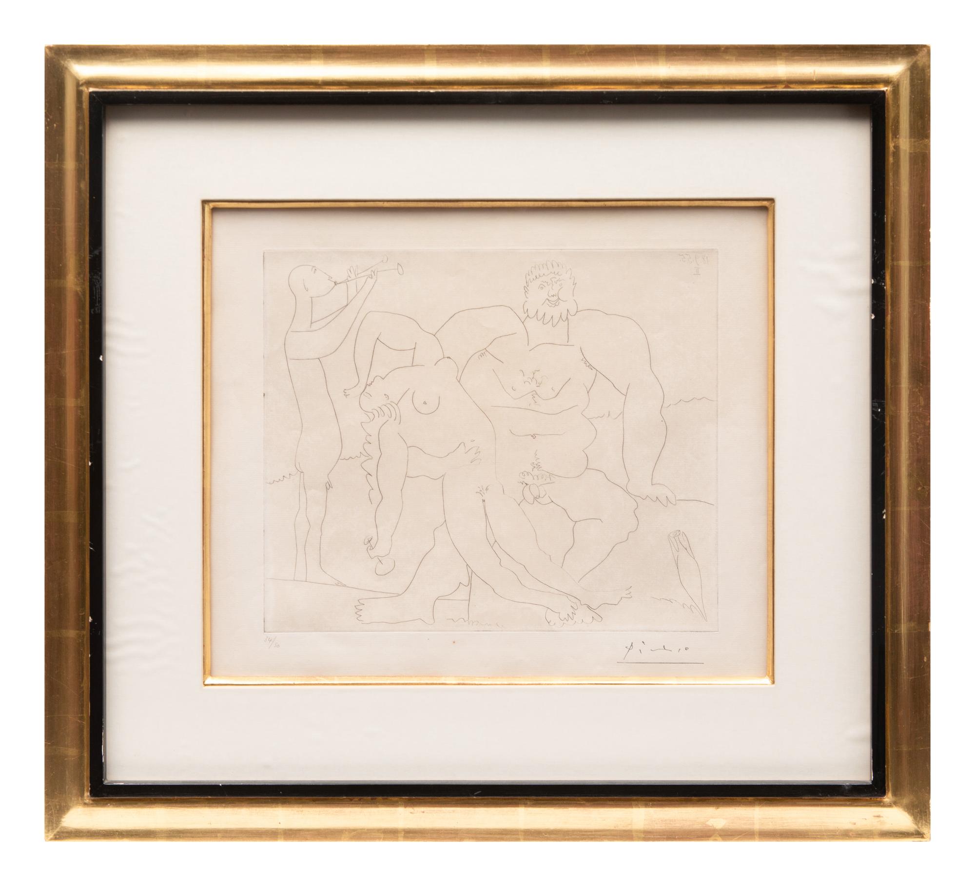 Homme nu avec femme ivre et jeune flûtiste, 1953; printed 1961