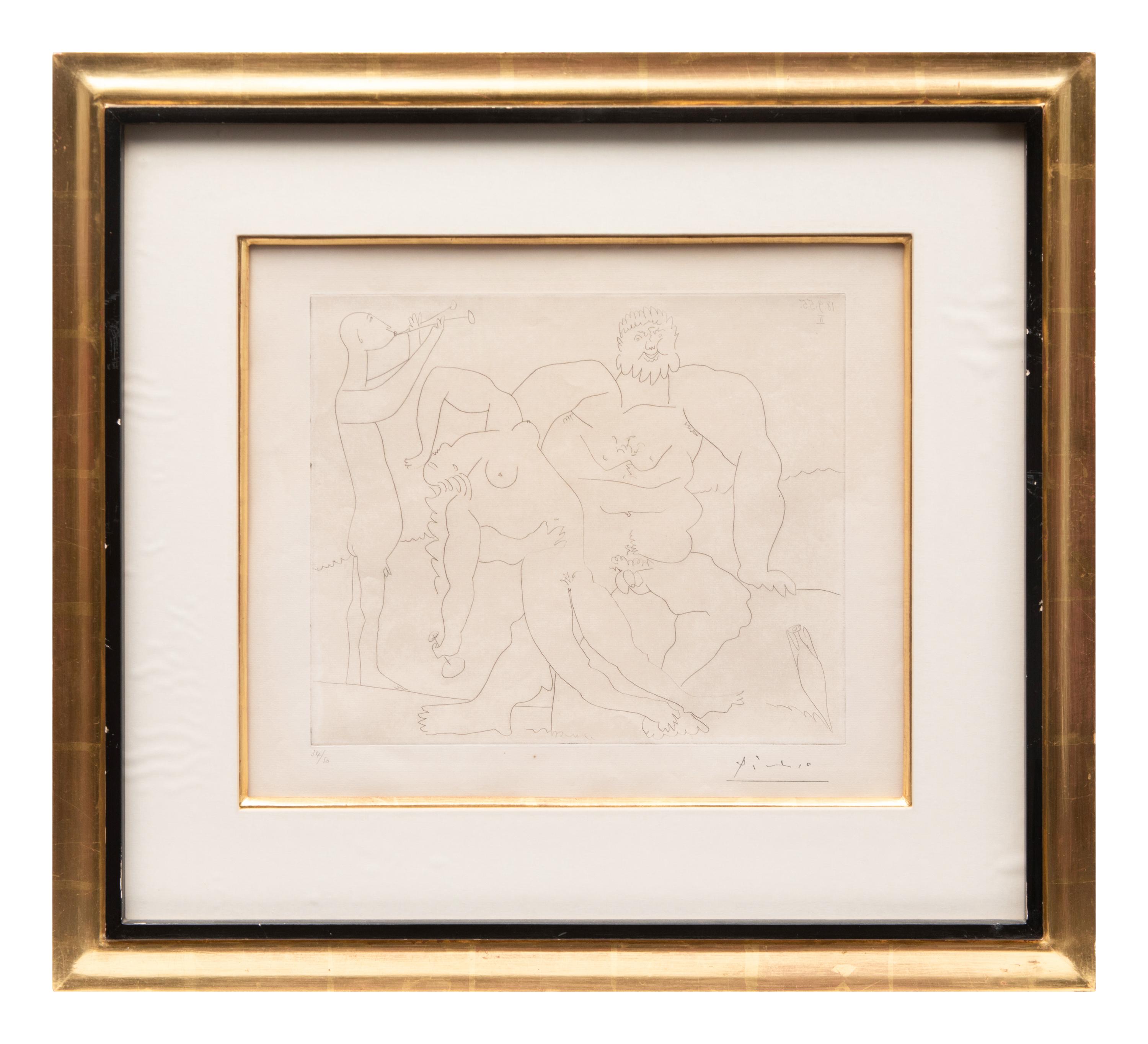 Homme nu avec femme ivre et jeune flûtiste, 1953; printed 1961