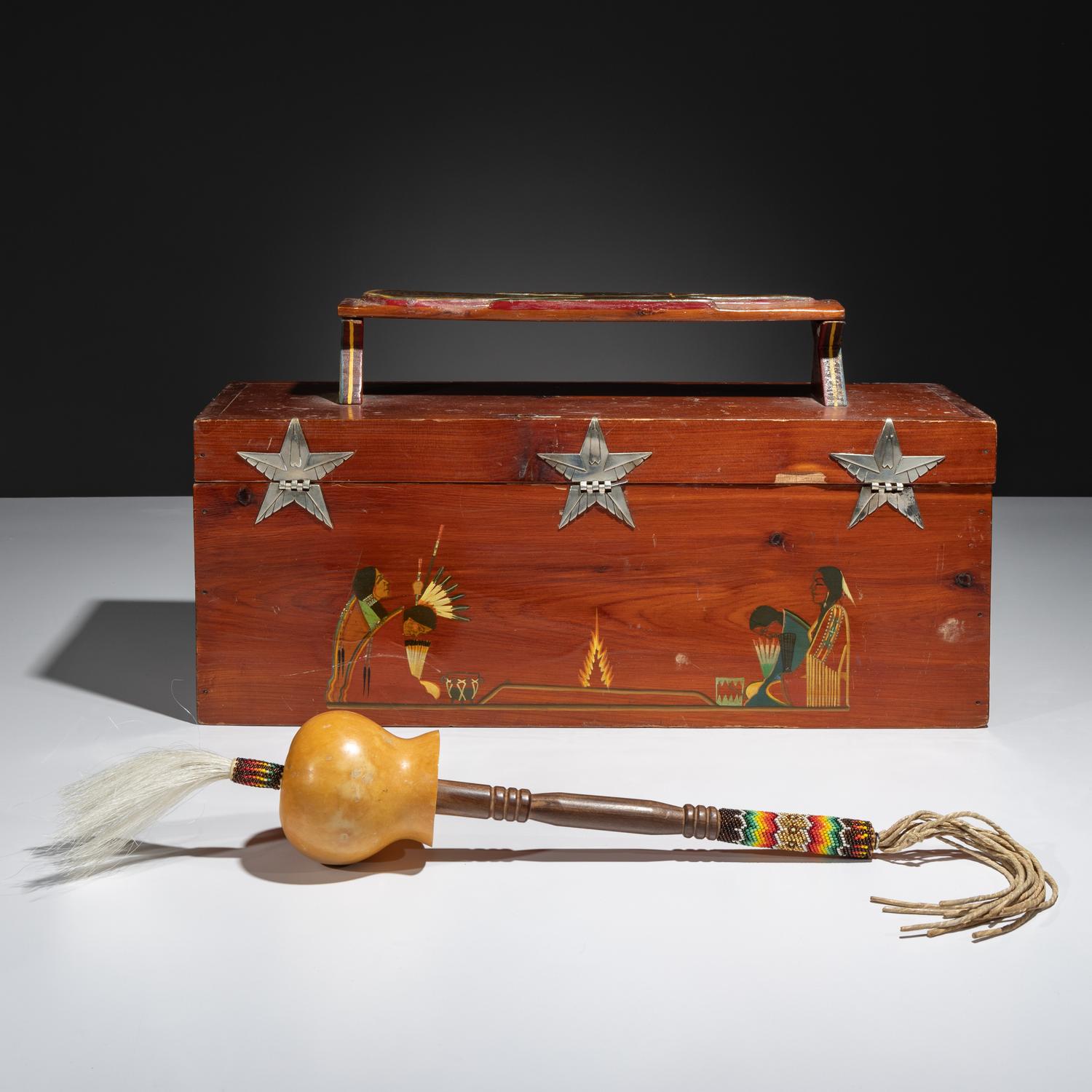 Painted Peyote Box, with Rattle