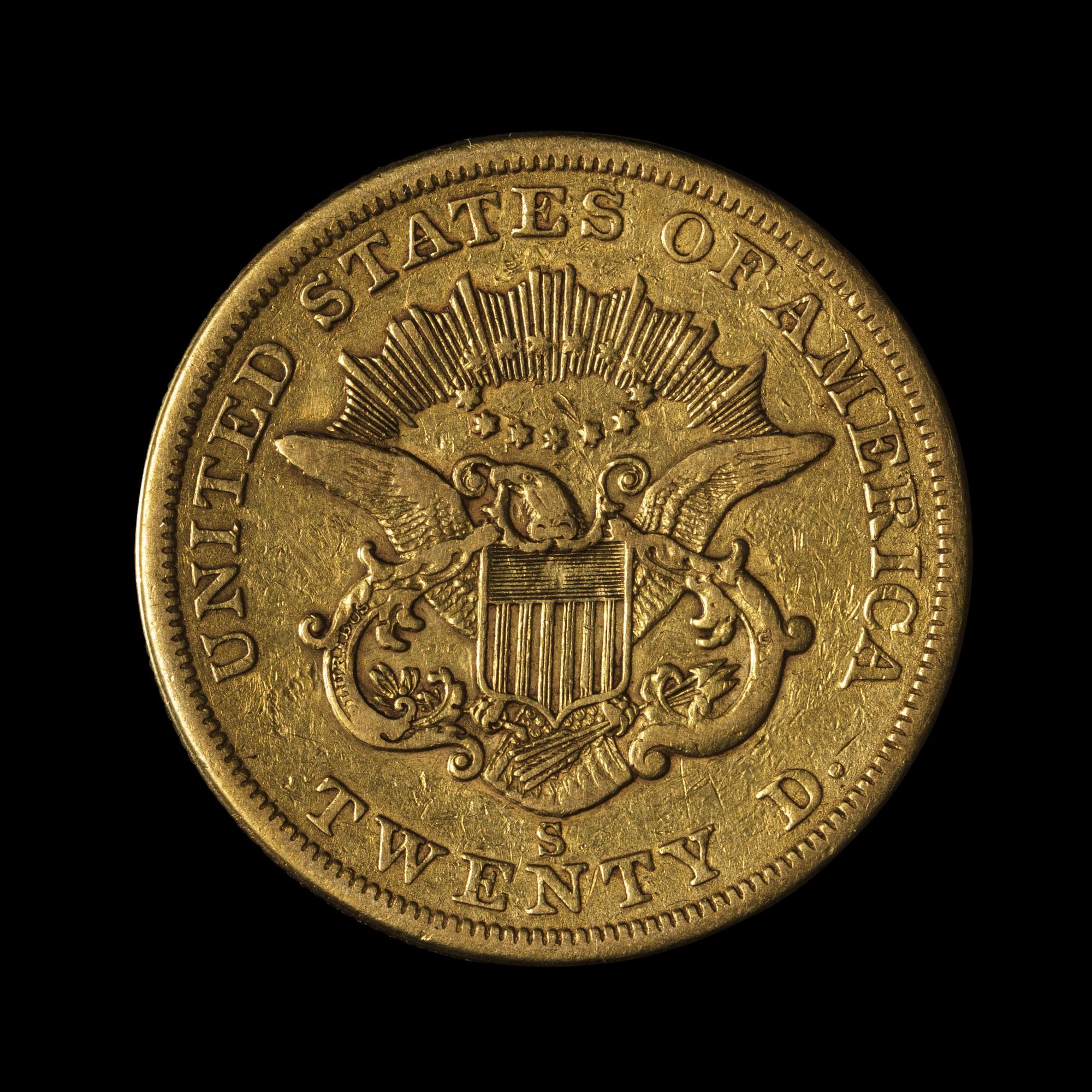 An 1862-S Liberty Head $20 Gold Coin