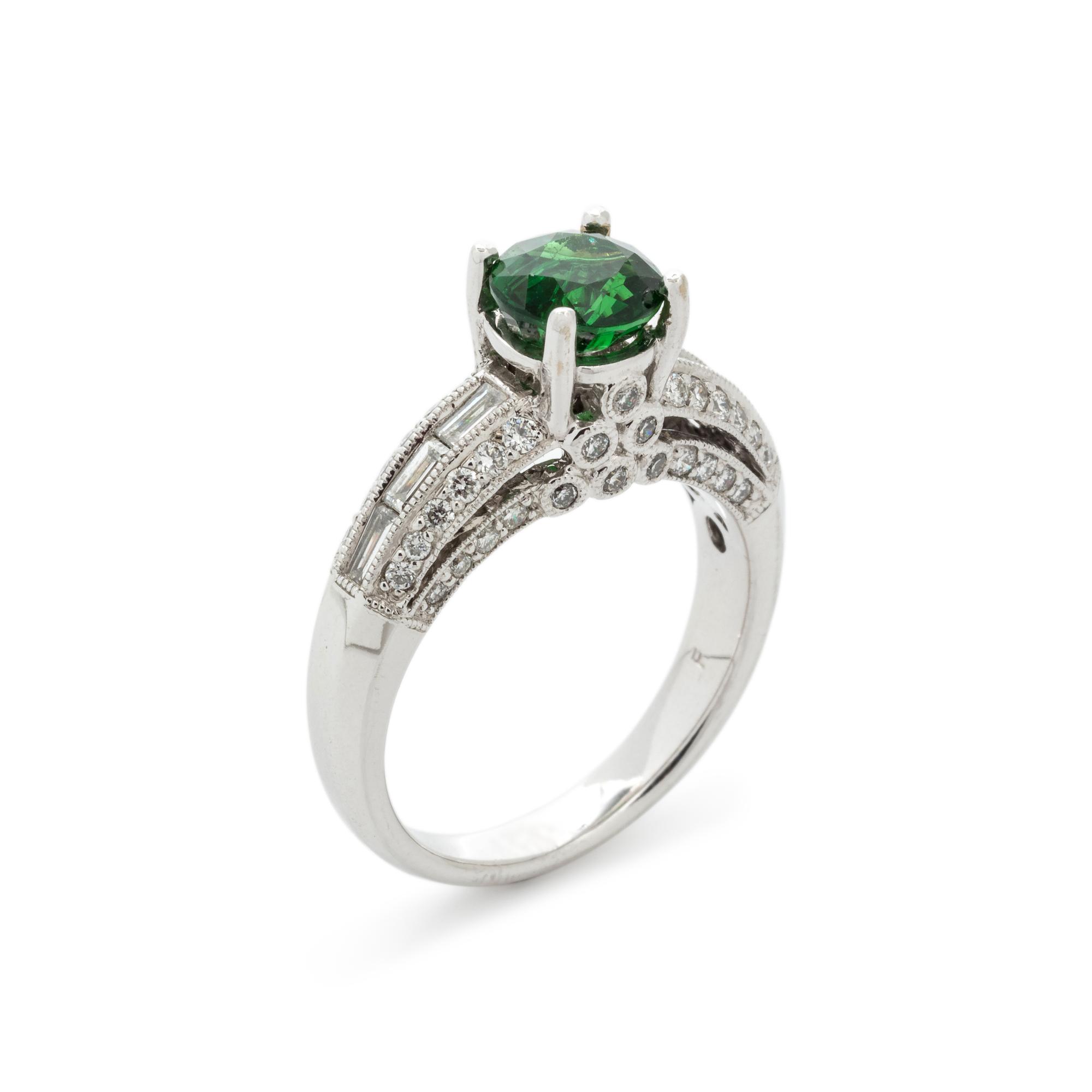 TSAVORITE GARNET AND DIAMOND RING