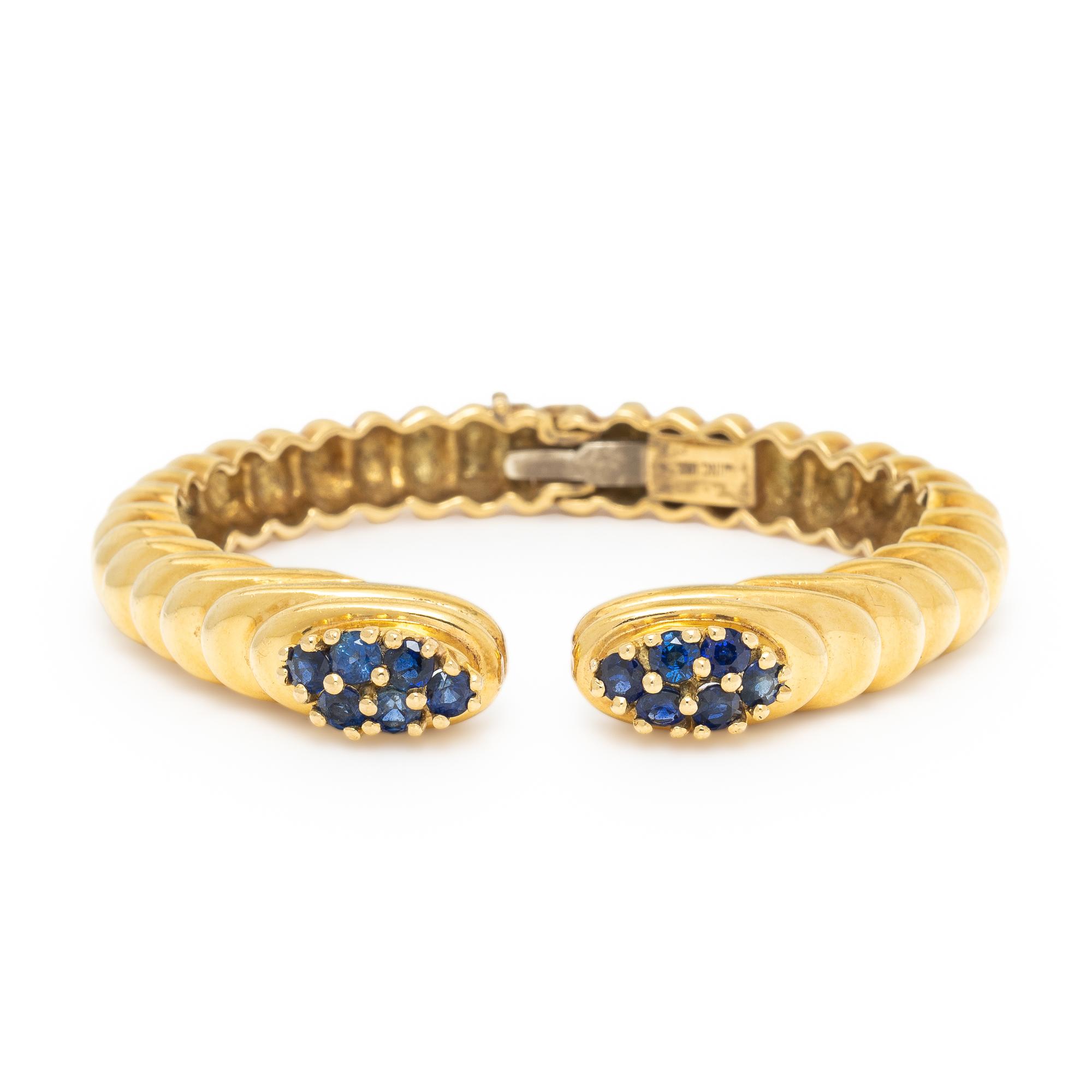 YELLOW GOLD AND SAPPHIRE CUFF BRACELET