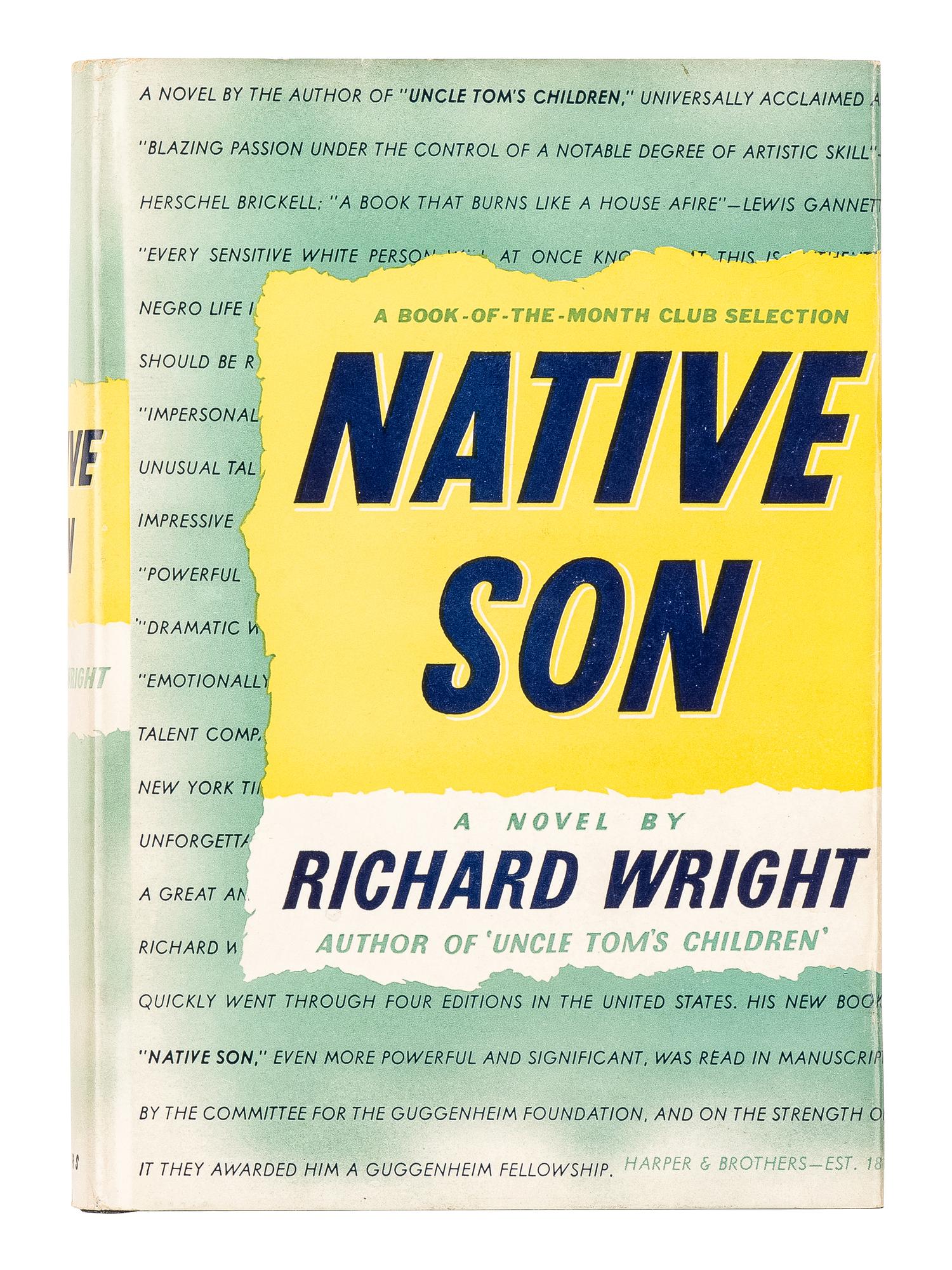 [AFRICAN AMERICANA]. WRIGHT, Richard (1908-1960). Native Son . New York and London: Harper & Brothers, 1940.